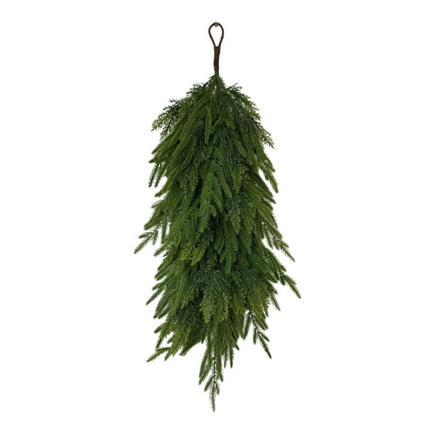 Guirnalda navideña artificial con forma de lágrima, decoración navideña, planta artificial ligera para invierno Estilo C