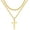 Gold, variant on Cross Necklace Chain for Men and Women, Layered Mens Cross Necklaces Stainless Steel Pendant Cuban Link Rope Chain 16-26 Inch
