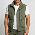 thumbnail image 4 of Atkumj Men Fishing Vest Fashion Multi‑Functional Stand Collar Zip Up Drawstring Hem Oversized Vests Casual Solid Color Loose Mens Outerwear Vests for Outdoor Activity M, 4 of 8