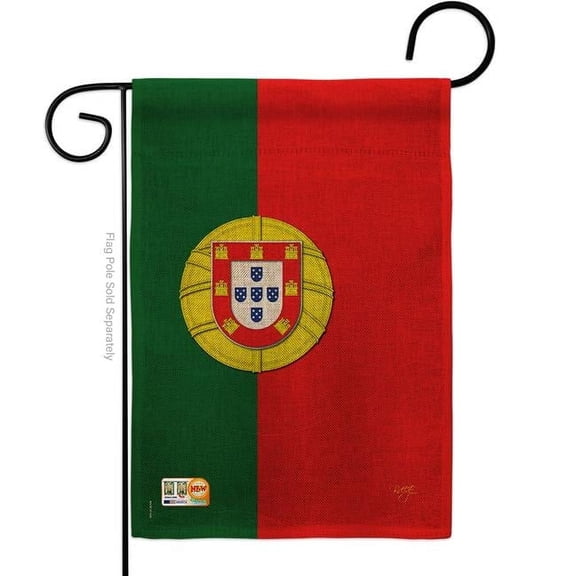 Breeze Decor BD-CY-G-108118-IP-DB-D-US13-BD 13 x 18.5 in. Portugal Burlap Flags of the World Nationality Impressions Decorative Vertical Double Sided Garden Flag