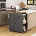 thumbnail image 2 of Isla de Cocina con Toma de Corriente, Isla de Almacenamiento de Cocina con Estante para Especias y Cajóns, Carrito de Cocinas Rodante Sobre Ruedas para el Hogar, 2 of 9
