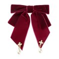 thumbnail image 1 of INSPIRE CHIC Broche de lazo de terciopelo retro para mujer, corbata preatado, gran lazo, pin rojo, 1 of 5