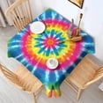 thumbnail image 2 of Colorful Rainbow Tie Dye Spiral Pattern Square Tablecloth,Waterproof Square Table Cover,Wipeable Spillproof Washable Table Cover for Home Kitchen Party Decor 60"x60"(152x152cm), 2 of 6