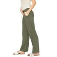 thumbnail image 2 of Cali1850 Women's Casual Relaxed Fit 29" Inseam Drawstring High Rise Smocked Linen Pants For Lounge And Beach Wear, 2 of 7