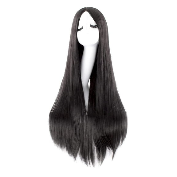 XmhyTop Extra Long 100CM Straight Wig, Middle Part, No Bangs Rose Netting Base, Ideal for White Parties, Anime Cosplay & Cosmetic Use(Black)