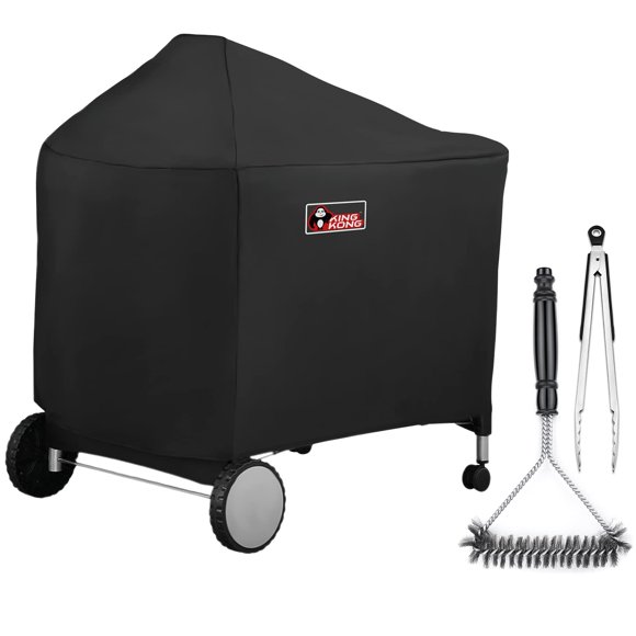 Kingkong 7152 Grill Cover For Weber Performer Charcoal Grills, 22-Inch (Compared To Weber 7152) Including Stainless Steel Brush And Tongs