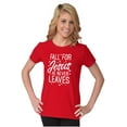 thumbnail image 4 of Fall For Jesus He Never Leaves Womens Fitted Plus Size Graphic Tee Brisco Brands 2X, 4 of 5