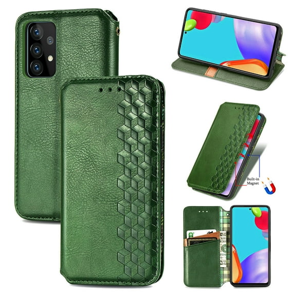 Galaxy S20 FE Case, PU Leather TPU Wallet Cover with Card Holder Kickstand Hidden Magnetic Adsorption Shockproof Flip Folio Cell Phone Case for Samsung Galaxy S20 FE 6.5 inch 2020, Green