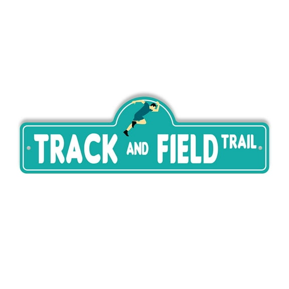 Track And Field Plastic Street Sign - 6 Inch X 18 Inch Gift Sports Running Jumping Throwing Athlete Race Fun Active Event Outdoor