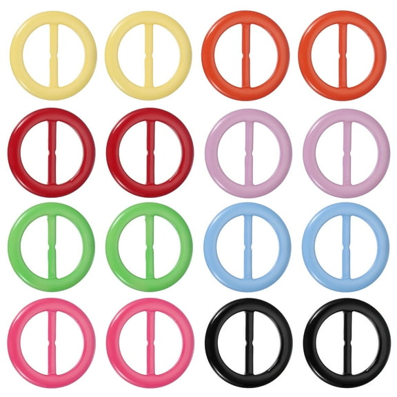 Uxcell 16 Pcs T-Shirt Tie Clips, Plastic Silk Scarf Ring Clip Waist Knotted Buckle Rings Fashion Round Circle Buckles for Women 8 Colors