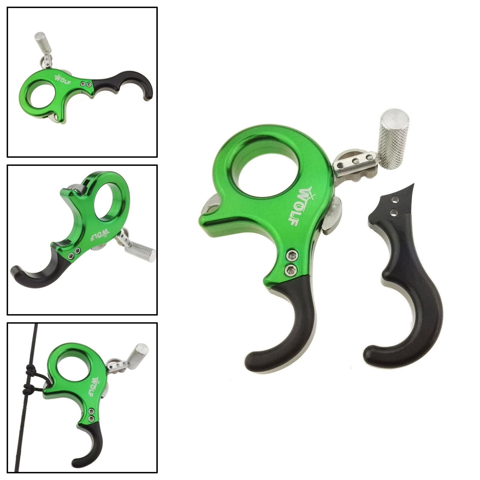 Archery Compound Bow Release Aids 3 Finger Grip Caliper Thumb Trigger Handle 