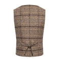 thumbnail image 3 of Men's Suit Vest Plaid Dress Vest Slim Fit Formal Business Waistcoat Tuxedo V-Neck Wool Blend Sleeveless Blazers, 3 of 5