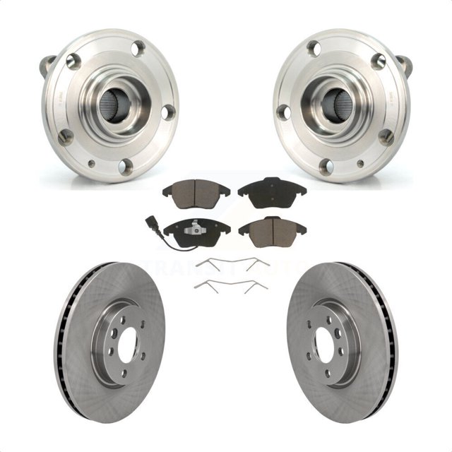 Transit Auto Front Hub Bearing Assembly Disc Brake Rotors and Ceramic Pads Kit for Car Volkswagen CC with 340mm Diameter Rotor KBB-121929