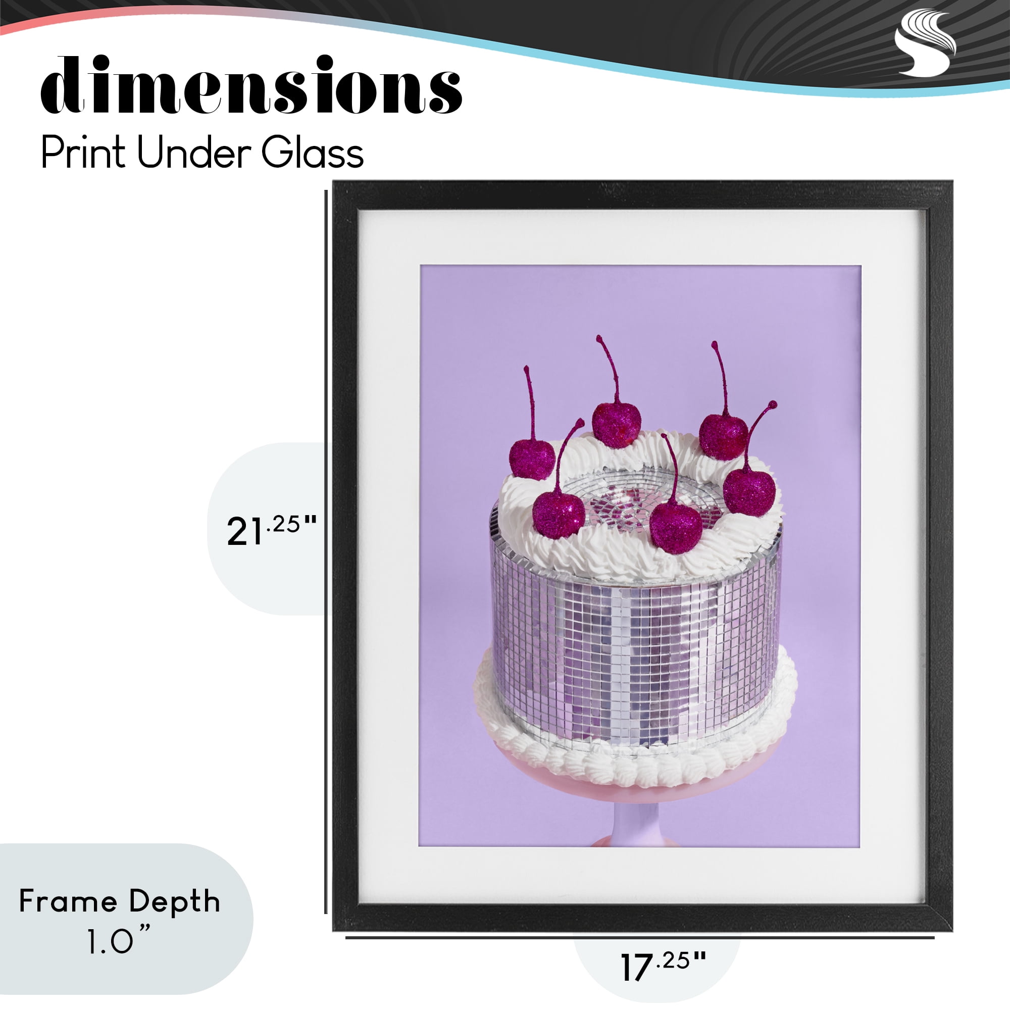 Stupell Industries Gleaming Disco Cake Black Framed Print Under Glass, design by LISH Creative