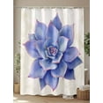 thumbnail image 4 of Fsddascl Blue Purple Flower Shower Curtain Set - Extra Long 72" x 96" Washable Bathtub Curtain with 12 Hooks, Succulents Ferns Abstract Watercolor Waterproof Fabric Stall Shower Curtains for Bathroom, 4 of 6