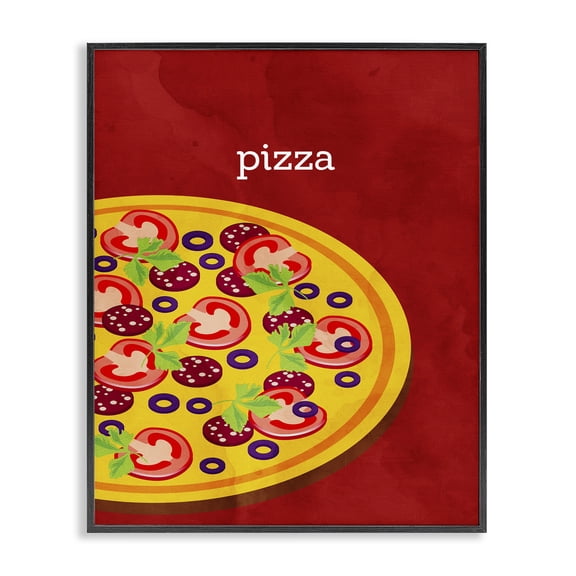 Stupell Industries Tasty Savory Pizza Food & Beverage Painting Black Framed Art Print Wall Art, 11 x 14