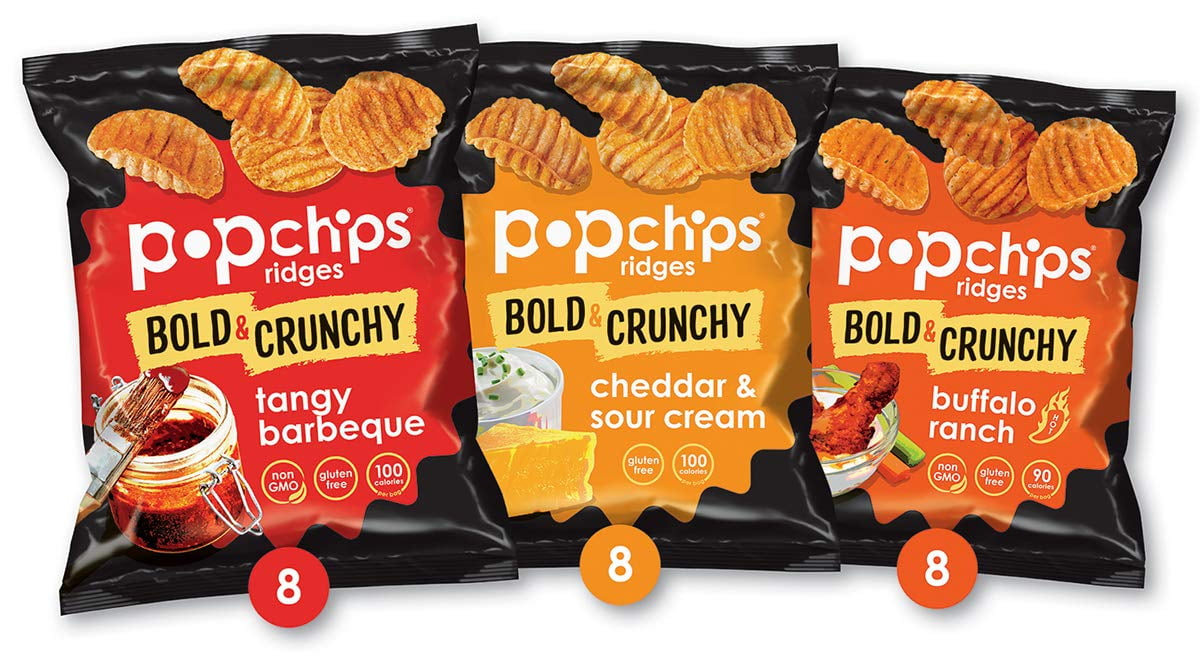 Popchips Ridges Potato Chips Variety Pack Single Serve 0.8 oz Bags
