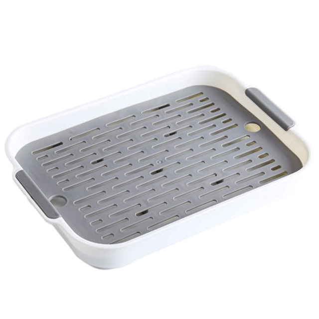 Bandeja escurridor de platos Cateissary de resina con escurridor de goteo color blanco pequeño
