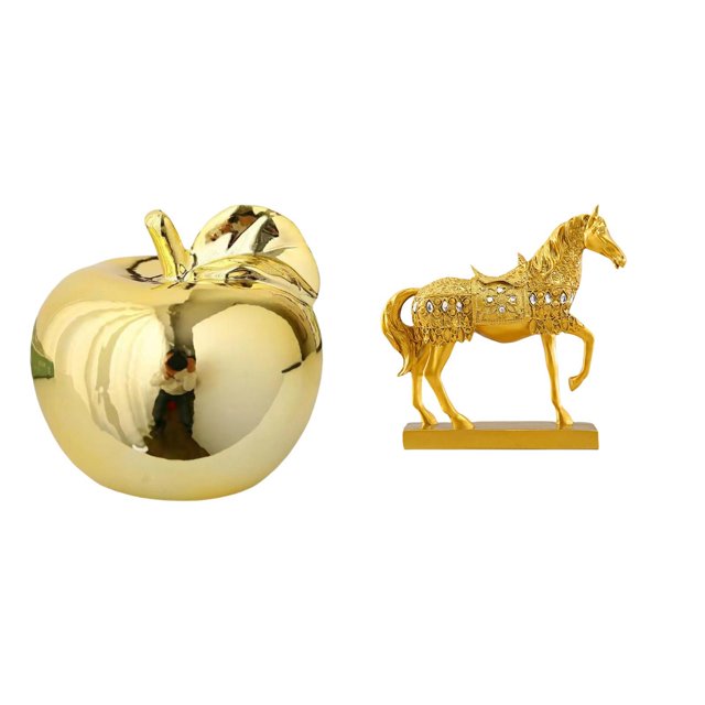 Estatua decorativa,Escultura de frutas para decoración del hogar para escritorio interior.,Figura de cerámica para escritorio,Estatuas de caballos,Estatuas de caballos Figura de caballo