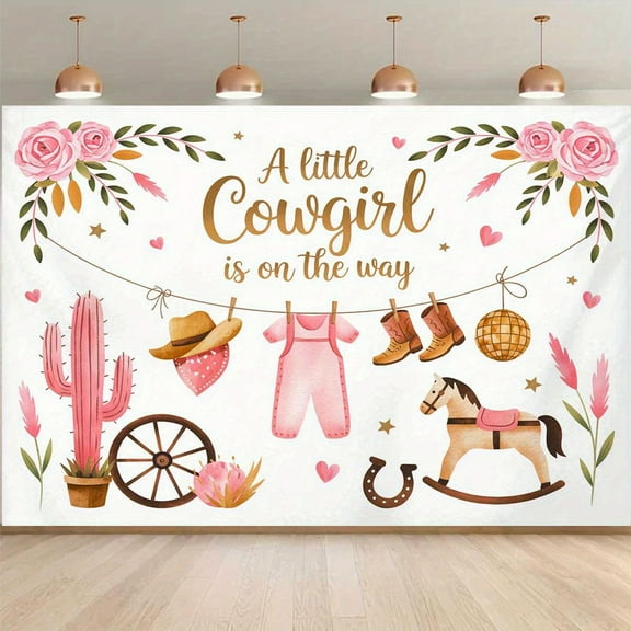 Cowgirl Baby Shower Backdrop A Little Cowgirl is on the Way Photography Background for Girl Pink Floral Cacti Western Rodeo Baby Shower Party Decorations Banner Supplies Photo Booth Props