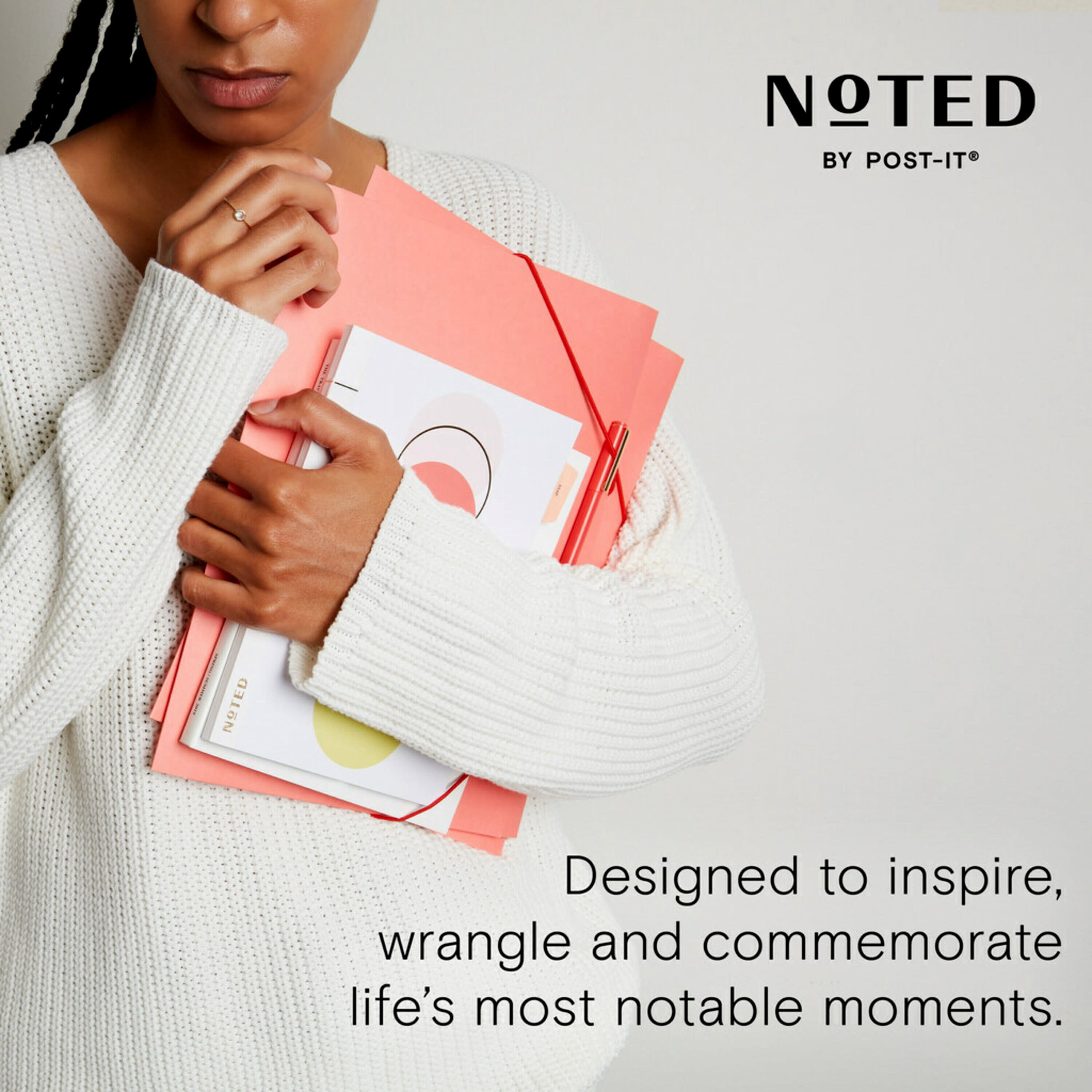Noted by Post-it®, Peach Tab Notes, 3 in. x 4 in., 3 Pads/Pack, 30 Sheets/Pad, 90 sheets total