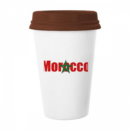 

Morocco Country Flag Name Mug Coffee Drinking Glass Pottery Cerac Cup Lid