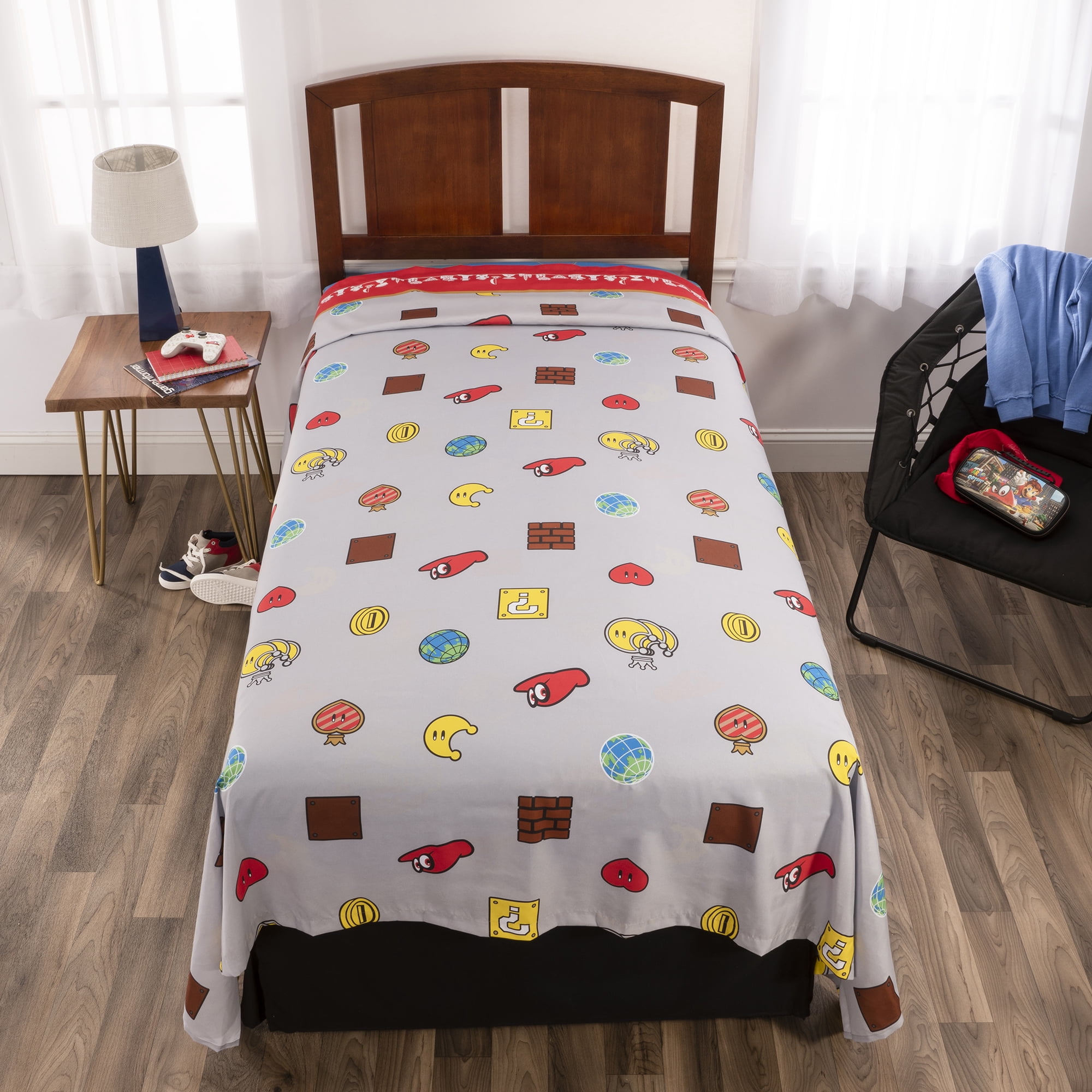 Ensemble de draps pour lit 1 place Mario « Caps Off »