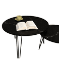 thumbnail image 5 of Homy Casa Round Nesting Coffee Table Set of 2, Faux Marble or Wood Look Top, Metal Legs, 5 of 8
