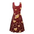 thumbnail image 5 of Renewold Valentine's Day Red Tank Dresses for Women Gold Hearts Sleeveless Knee Length Jumpskirt Casual Party Twirly Dress Special Occasion Daily Midi Dress Size XL, 5 of 6