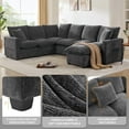 thumbnail image 4 of 110" Sectional Couches for Living Room, Modern Convertible Upholstered Comfy Sleeper Sofa with Ottoman 2 Pillows, Sofa Sectionals for Living Room, Apartment, Office, Black, 4 of 11
