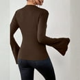 thumbnail image 6 of ManxiVoo Ribbed Boat Neck Bell Sleeve Top for Women Long Sleeve Ruched Detail Y2K Inspired Going Out Tops 2025 Trendy Casual Wear M Size Coffee, 6 of 8