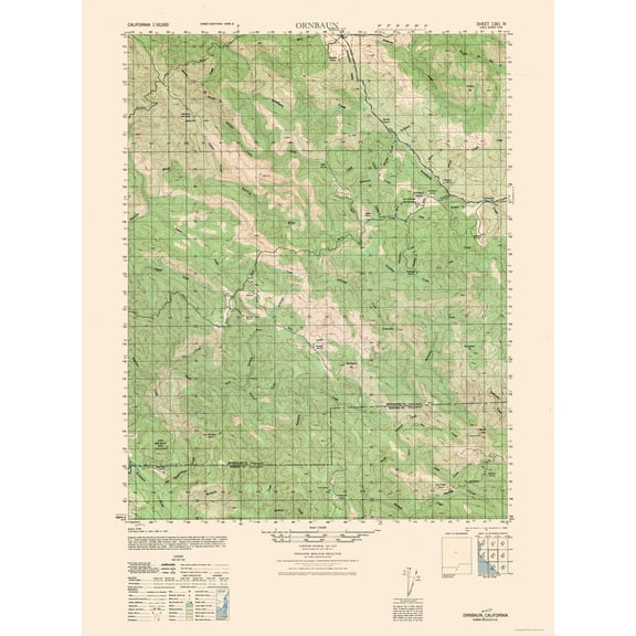 Topographical Map - Ornbaun Sheet - US Army 1944 - 23 x 30.91 - Vintage Wall Art