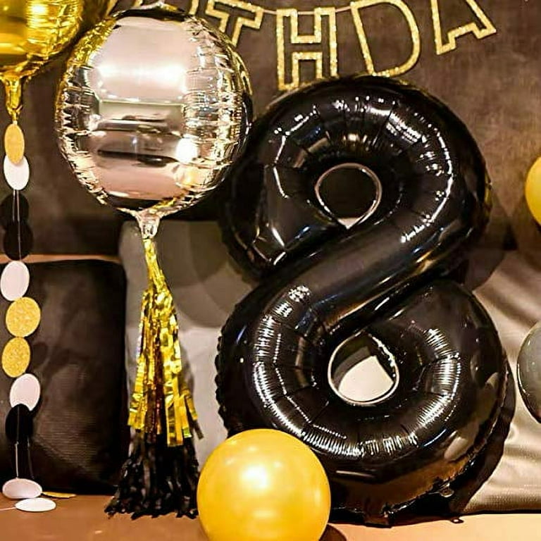 18 Number Balloons Black Big Giant Jumbo Large Foil Mylar Helium Balloon 18th 81st Birthday Party Decorations