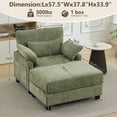 thumbnail image 4 of WUTUTUEE 57.5" Oversized Chaise Lounge with Ottoman, Chenille Upholstered Comfy Sleeper Chair for Living Room, Bedroom & Office, Green, 4 of 11