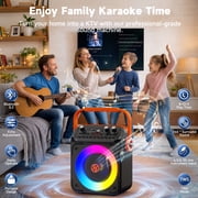 JYX Karaoke Machine for Adult, Portable Bluetooth Karaoke Speaker with 2 Microphones, Singing Party Speaker with Dj Lights for Outdoor, Home