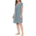 thumbnail image 4 of Unique Bargains Women's Sleepwear Pajama Dress Strtechy with Pockets Lounge Nightgown, 4 of 5
