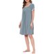 thumbnail image 4 of Vestido de salón para mujer INSPIRE CHIC, camisón de noche, pijamas de color sólido, cuello redondo, camisones de noche, XS, gris, 4 of 5