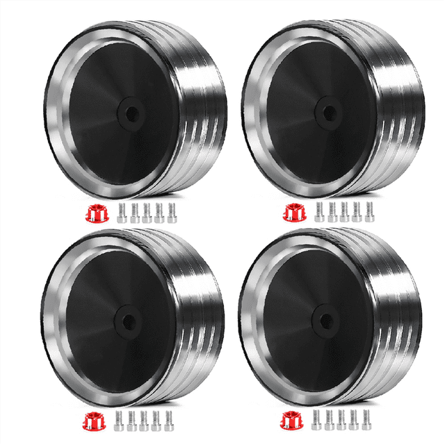 4Pcs/Set 1.9 Inch Metal Retro Mirror Wheel Hub for SCX10 -4 RC Car Modification Accessories Universal Black B