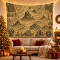 thumbnail image 3 of Megalithic Ruins and Artifacts Map in Sepia, Mysterious Vintage for History Lovers, Archaeological Decor, Housewarming Gift Tapestry Wall Hanging for Living Room and Bedroom, 3 of 7