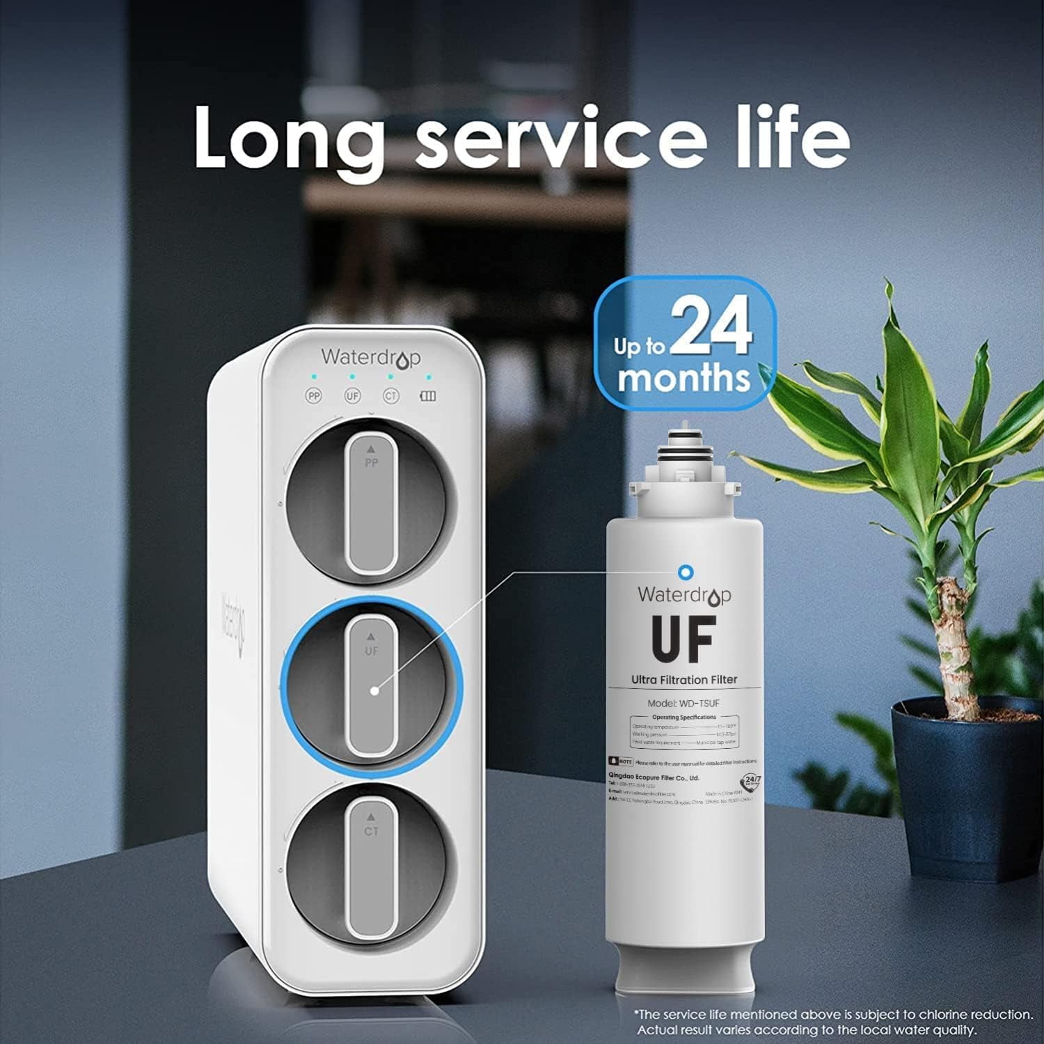 Waterdrop TSUF Ultra-Filtration Under Sink Water Filter,  0.01 Micron, Replacement TSU-W 3-Stage Ultra-Filtration Under Sink Water Filter System, 4000Gallons High Capacity. 1 Pack