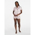 thumbnail image 3 of Joyspun Women’s Stretch Satin Short Sleeve Top and Shorts Pajama Set, Sizes XS-3X, 3 of 6