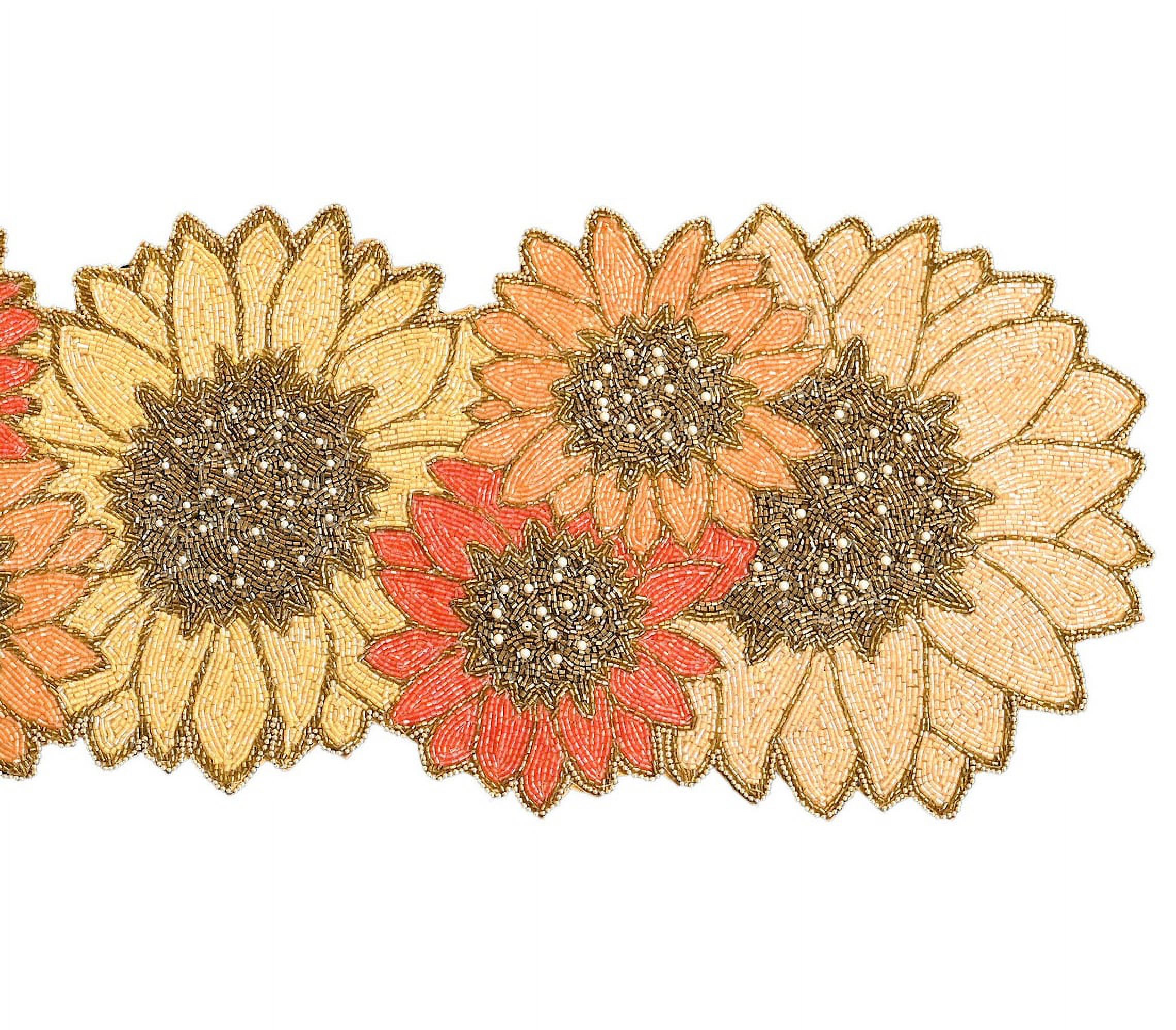 Handmade Beads Table Runner, Multicolor Sunflower Table Runner, Spring Tableware 13X36 Inch