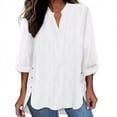 thumbnail image 2 of HAOTAGS Shirts for Women Fashion Button Down White Plus Size Tops Solid Long Sleeve V Neck Tops for Women, 2 of 8
