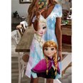 thumbnail image 3 of Vestido de mujer Elsa de la princesa Frozen de Disney, vestido estampado con cuello en V y manga corta, estilo casual de calle sencillo, ropa de mujer, 3 of 5