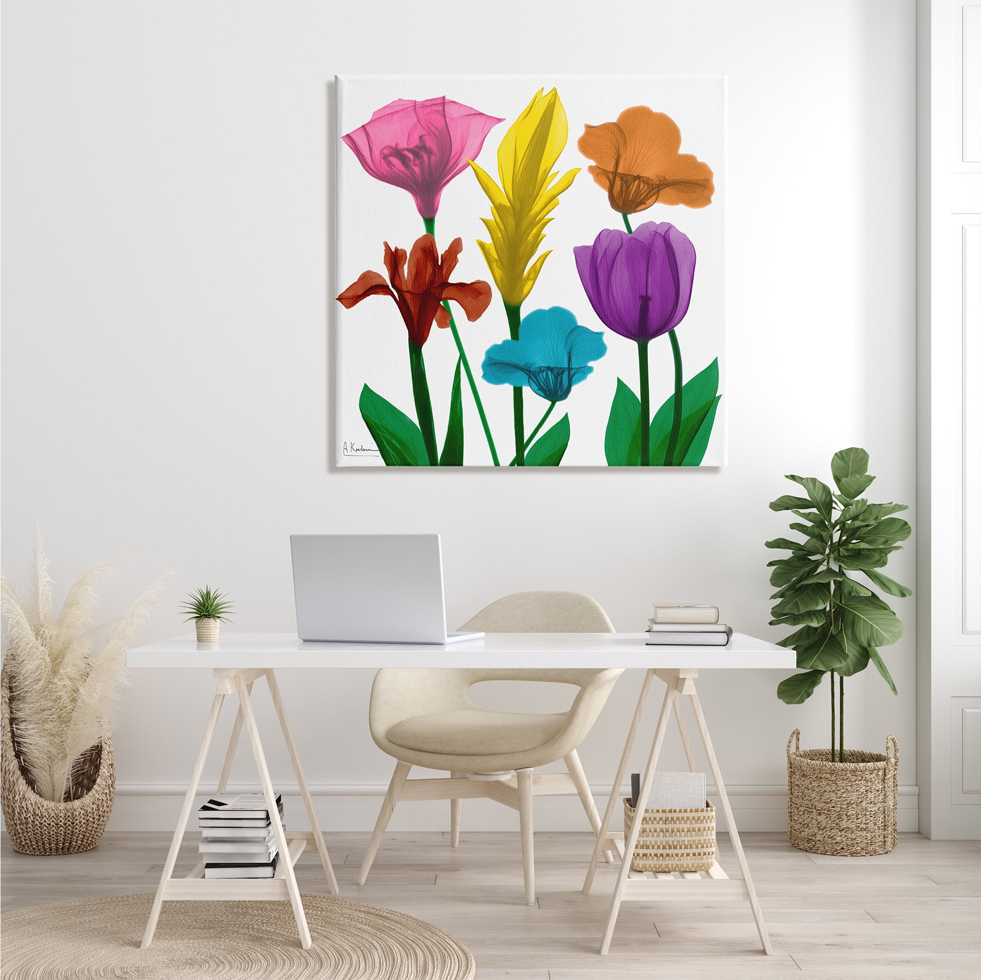 Stupell Industries Bold Rainbow Spring Flowers Translucent Floral Botanical & Floral Photography Gallery Wrapped Canvas Print Wall Art, 36 x 36