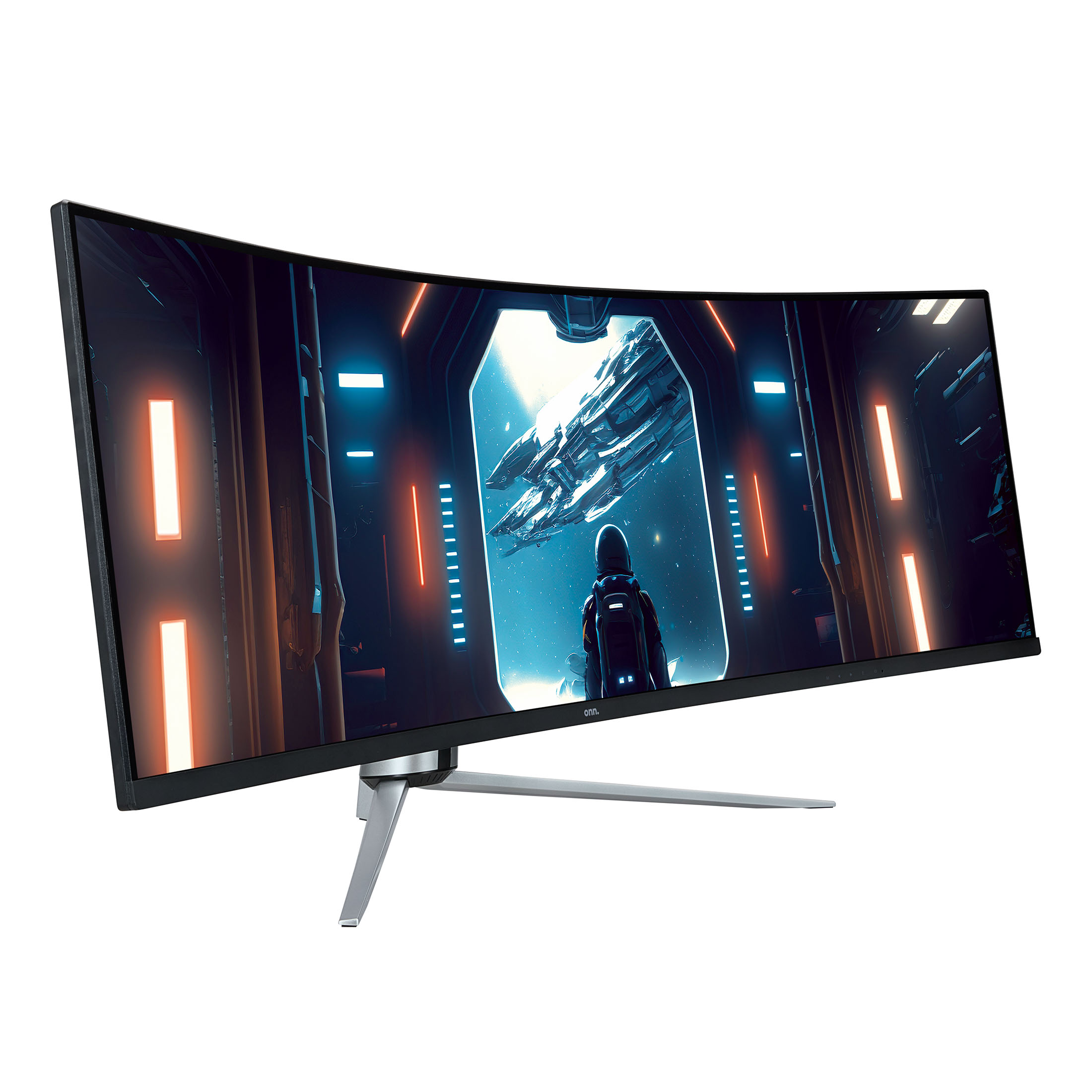 onn. 49" Curved Dual FHD (3840 x 1080p) 144Hz 1ms Gaming Monitor with Cables, Black, New - image 5 of 8
