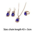 thumbnail image 5 of OPOLSKI Jewelry Set Eye-catching Easy Matching Women Waterdrop Shiny Rhinestone Necklace Ring Earrings Dark Purple, 5 of 8