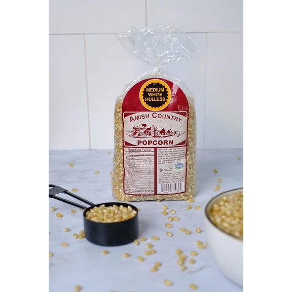 Amish Country Popcorn | 2 lb Bag | Medium White Popcorn Kernels | Old Fashioned with Recipe Guide (Medium White - 2 lb Bag)
