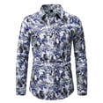 thumbnail image 2 of Mens Shirts Full Floral Print 2026 Stylish Slim Fitted Long Sleeve Lapel Top Casual Comfortable Shirt for Men Purple M, 2 of 4
