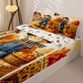 thumbnail image 3 of Manfei Watercolor Fall Scarecrow Zipper Full Size Comforter Sets with Fitted Sheet and 2 Pillowcases for Kids, Orange Autumn Pumpkin Farm Zipper Bedding Set, Halloween Reversible, 4 Pieces, 3 of 6